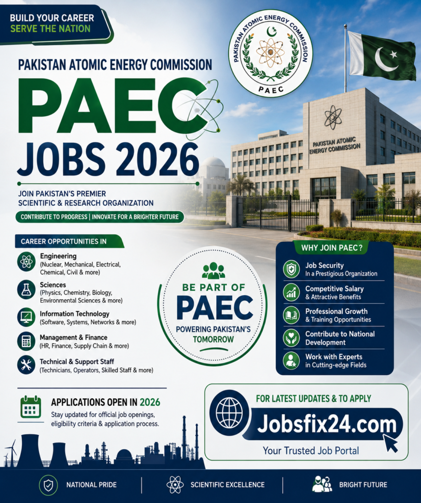 Pakistan Atomic Energy Commission PAEC Jobs in 2026