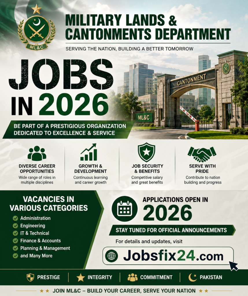 Military Lands and Cantonments Department ML&C Jobs in 2026