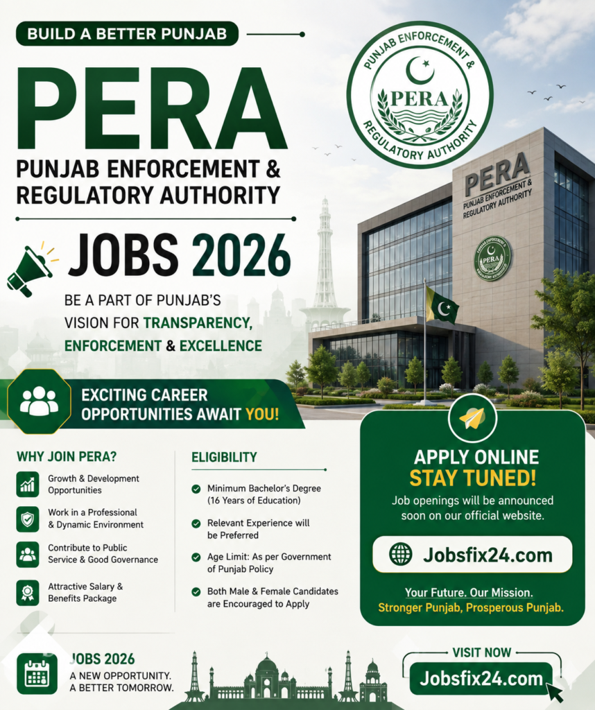 Punjab Enforcement & Regulatory Authority PERA Jobs in 2026